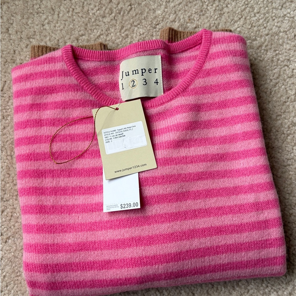 Jumper 1234 Pink Striped Women's Cashmere Sweater - Picture 9 of 12